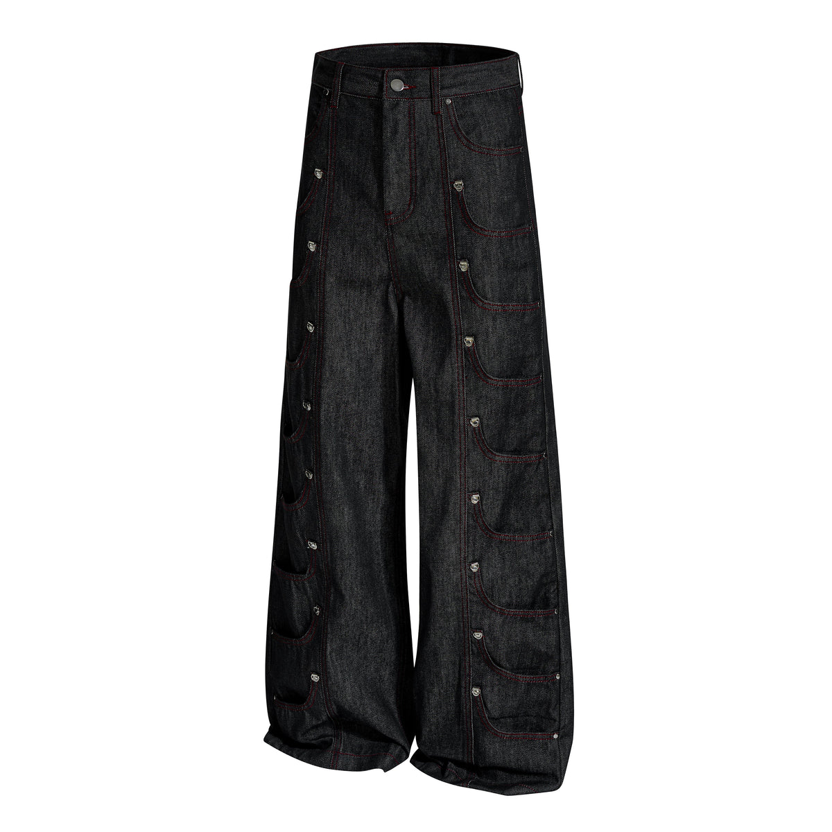 Pantalon en jean à poches multiples surpiqué Madxmarx