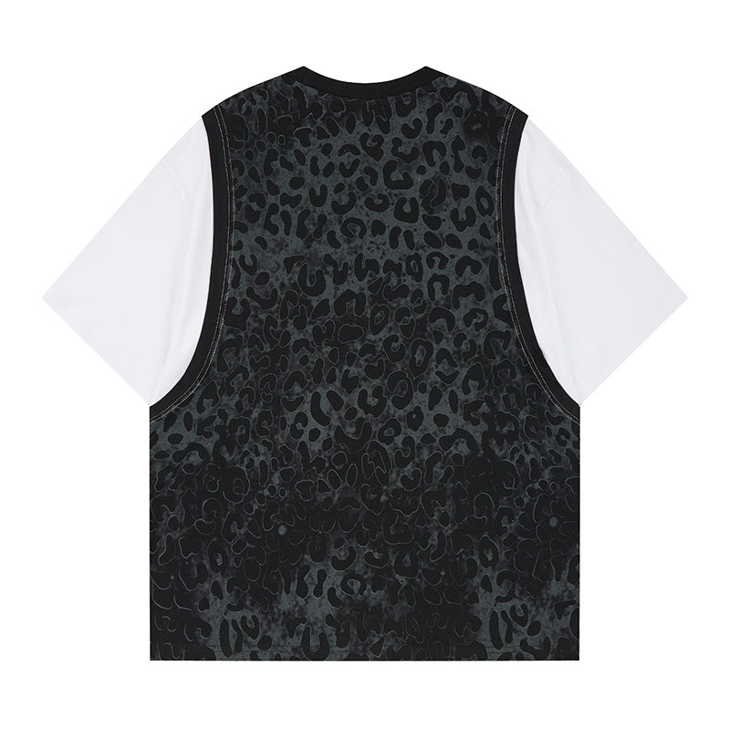 Madxmarx Leopard Mesh Layered Graphic T-Shirt