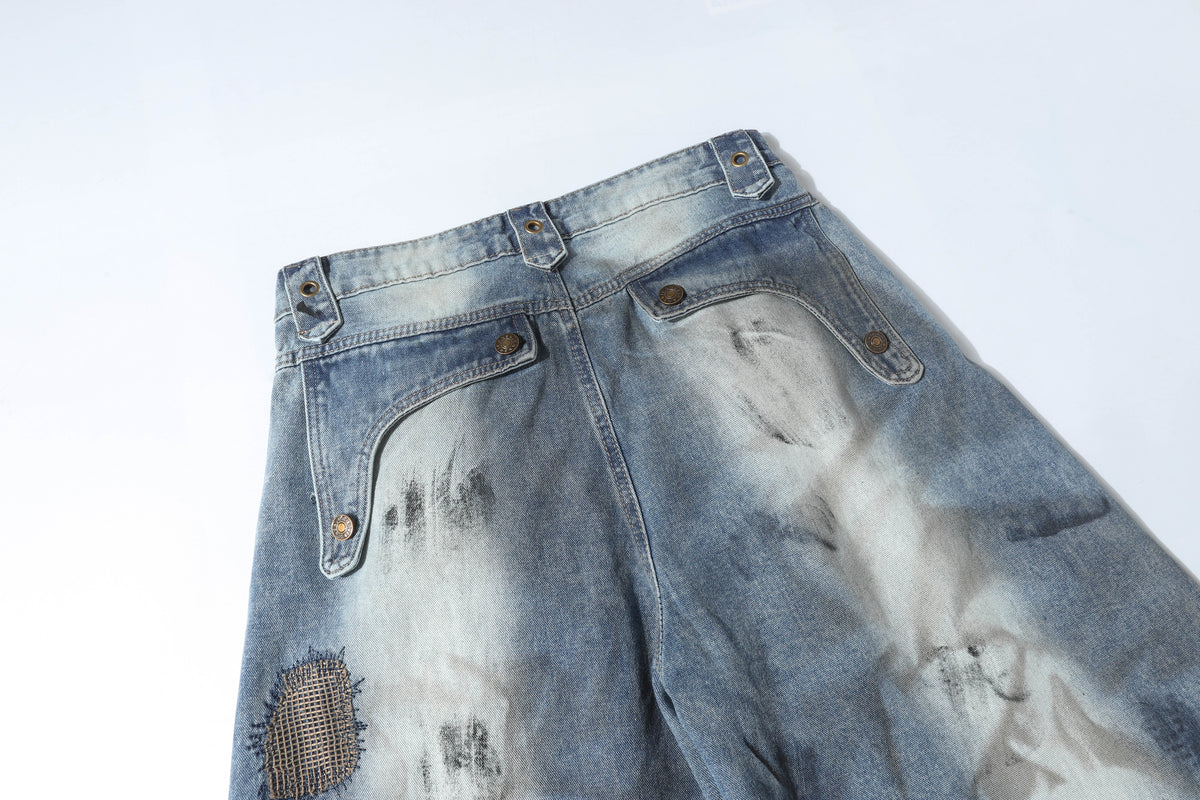 Pantalon en jean patchwork effet vieilli Madxmarx