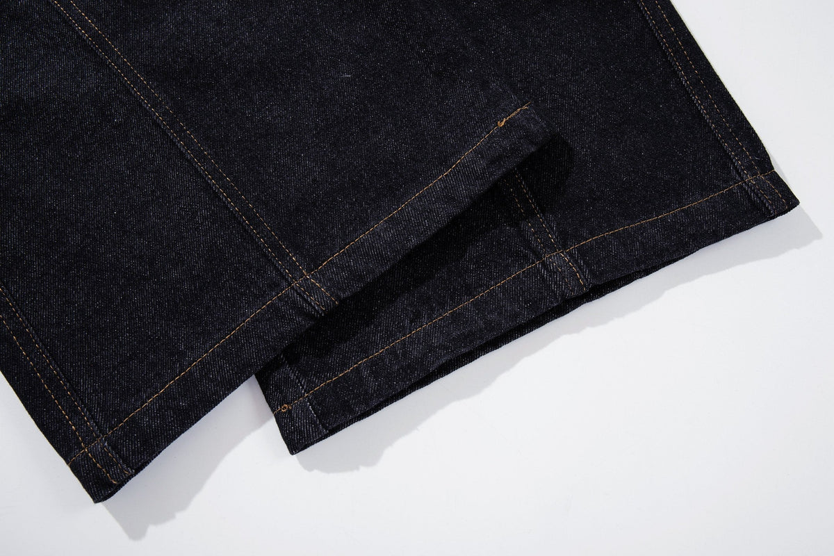 Madxmarx Military Button Panel Wide-Leg Jeans