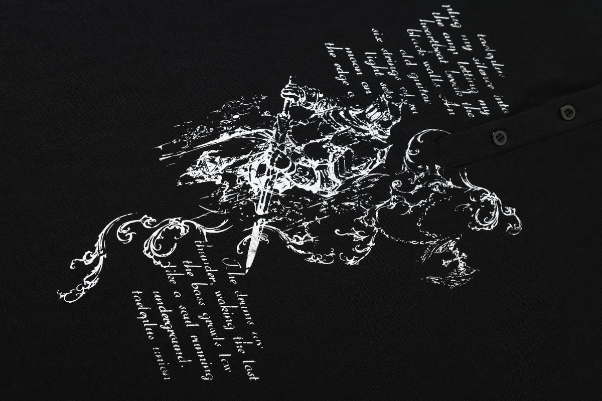Madxmarx Vintage Sketch Henley Long Sleeve Tee
