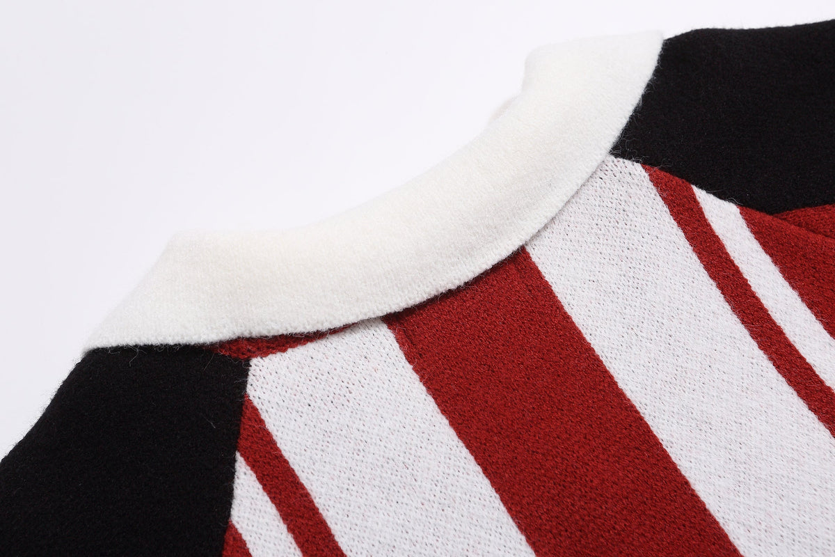 Madxmarx Retro Varsity Stripe Knit Sweater