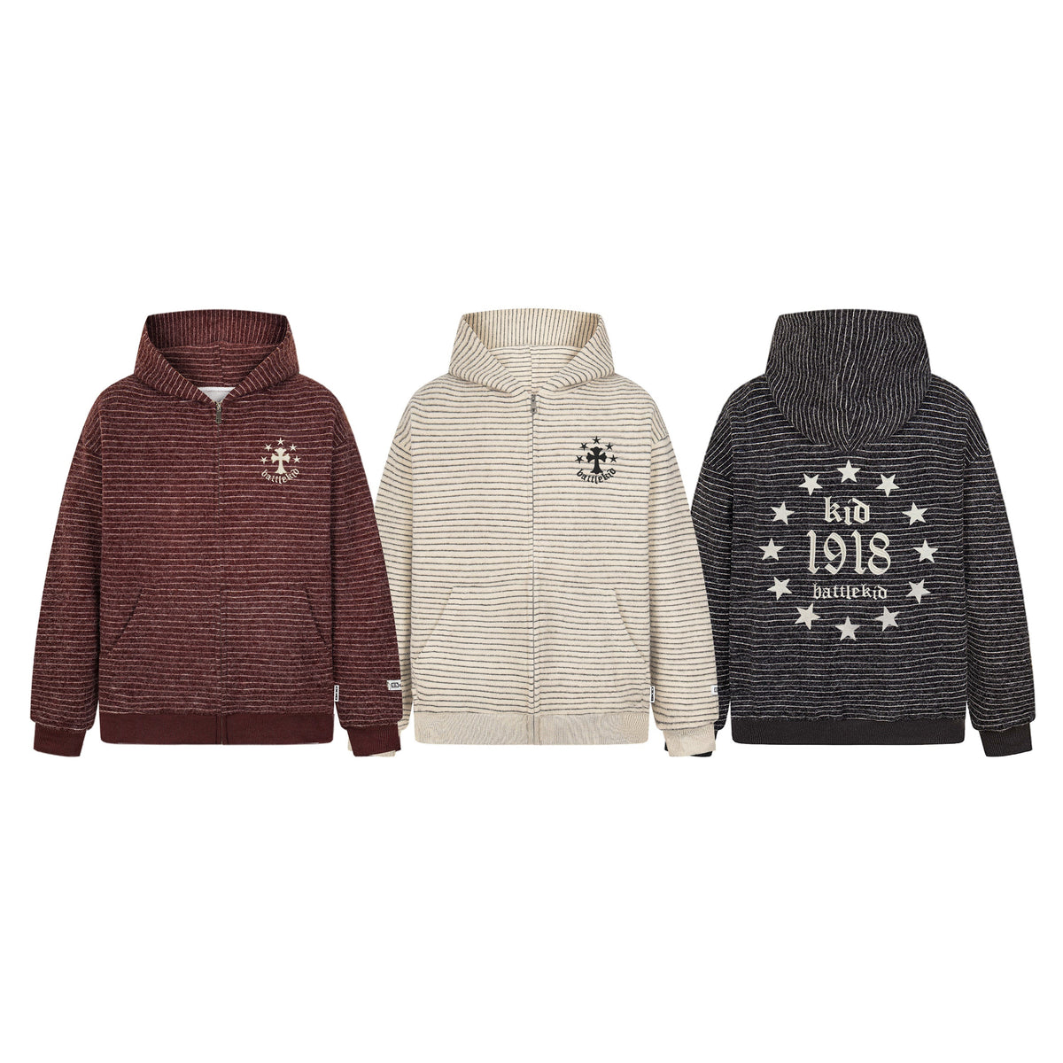 Madxmarx Striped Knit Zip Hoodie
