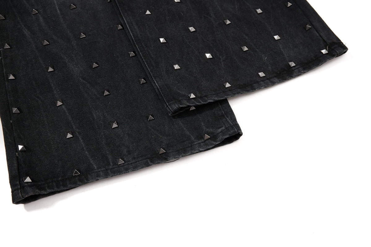 Madxmarx Studded Wide-Leg Denim Jeans