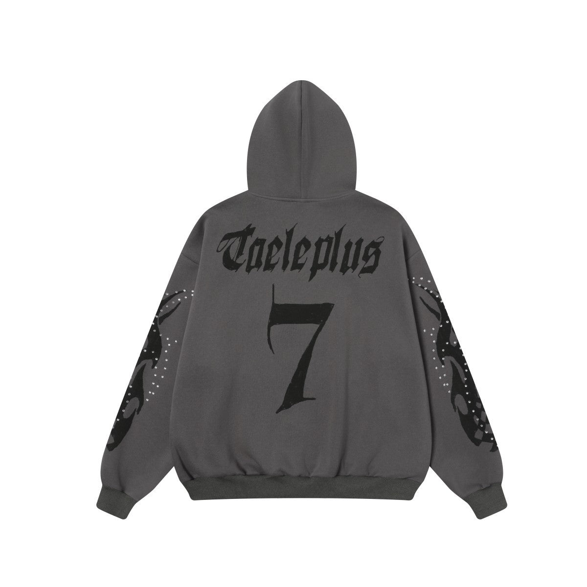 Madxmarx Flame Print Rhinestone Zip-Up Hoodie