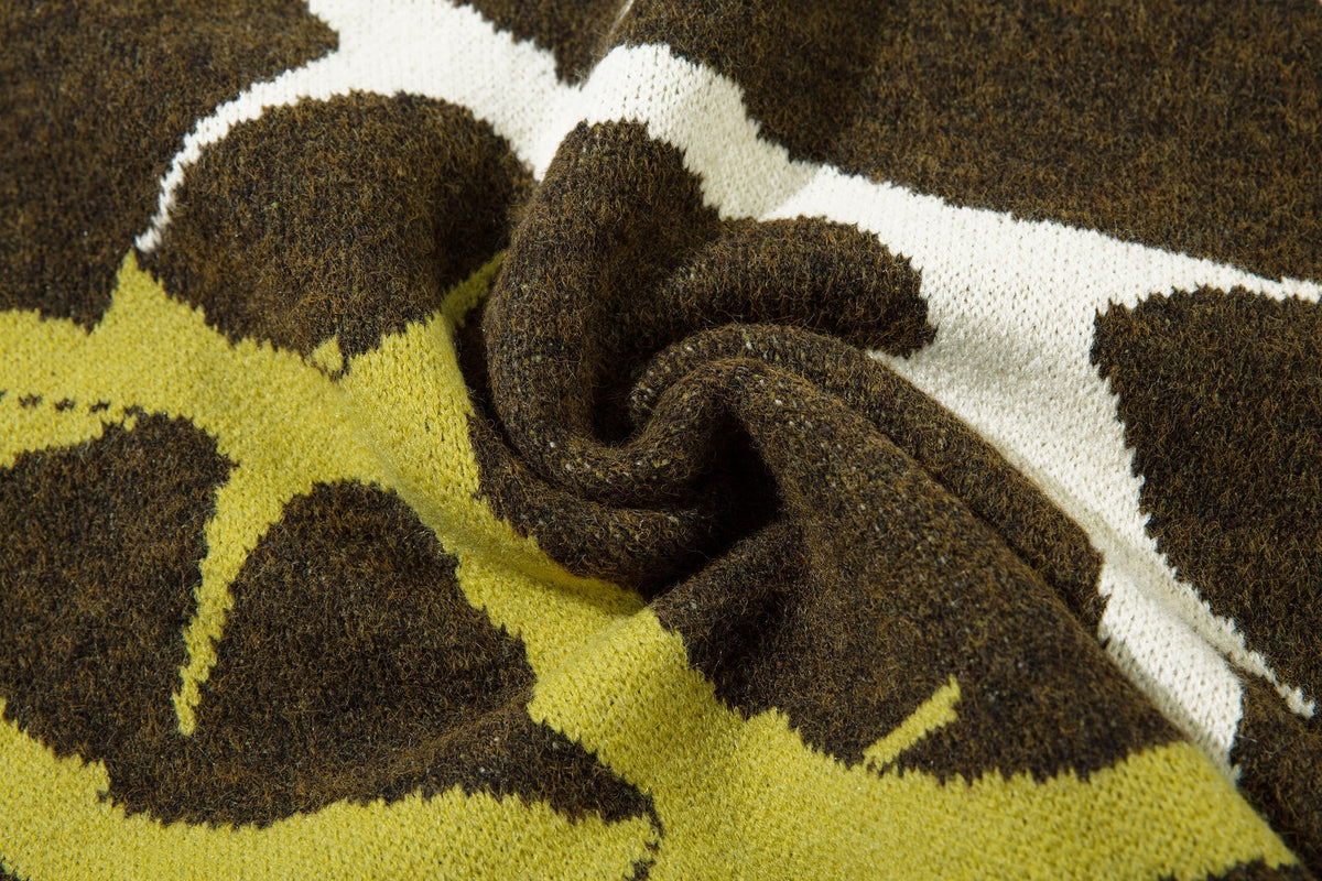Madxmarx Abstract Camo Distressed Knit Sweater