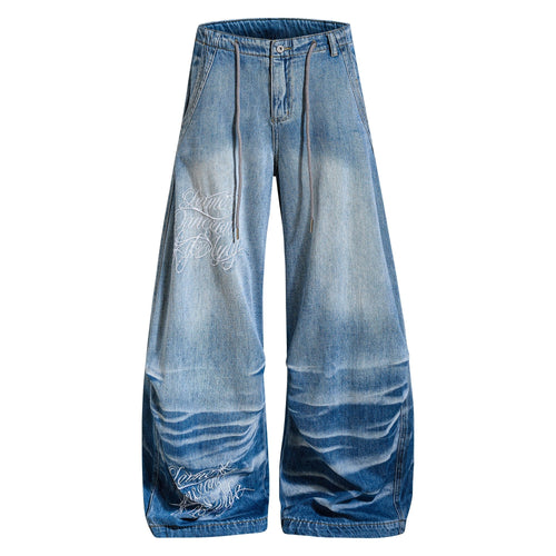 Madxmarx Vintage Wash Super Baggy Jeans - S / Blue