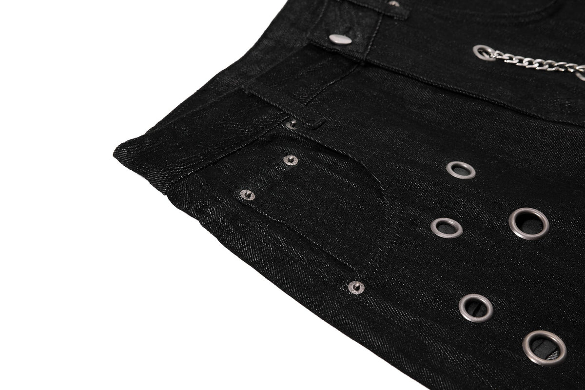 Madxmarx Nietenkette-Hose mit weitem Bein aus Denim