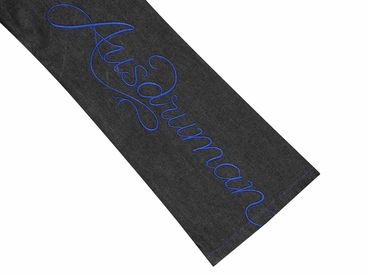 Madxmarx Blue Script Star Wide-Leg Jeans