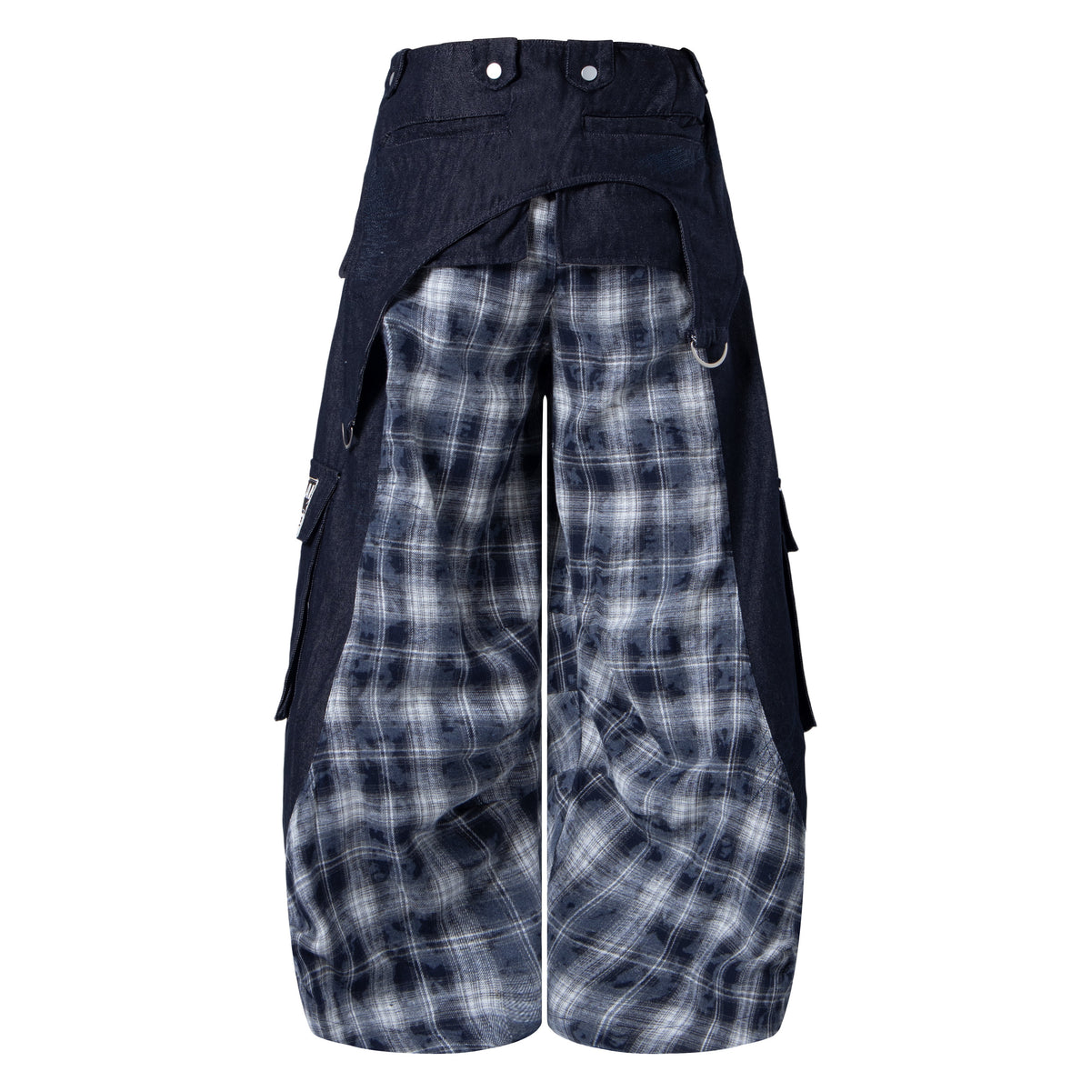 Madxmarx Layered Plaid Panel Wide-Leg Pants