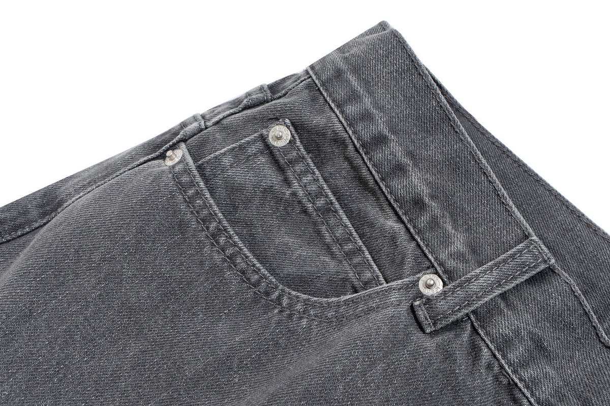 Madxmarx Button-Fly Washed Denim Pants