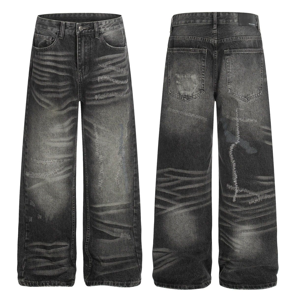 Pantalon en jean délavé et vieilli Madxmarx