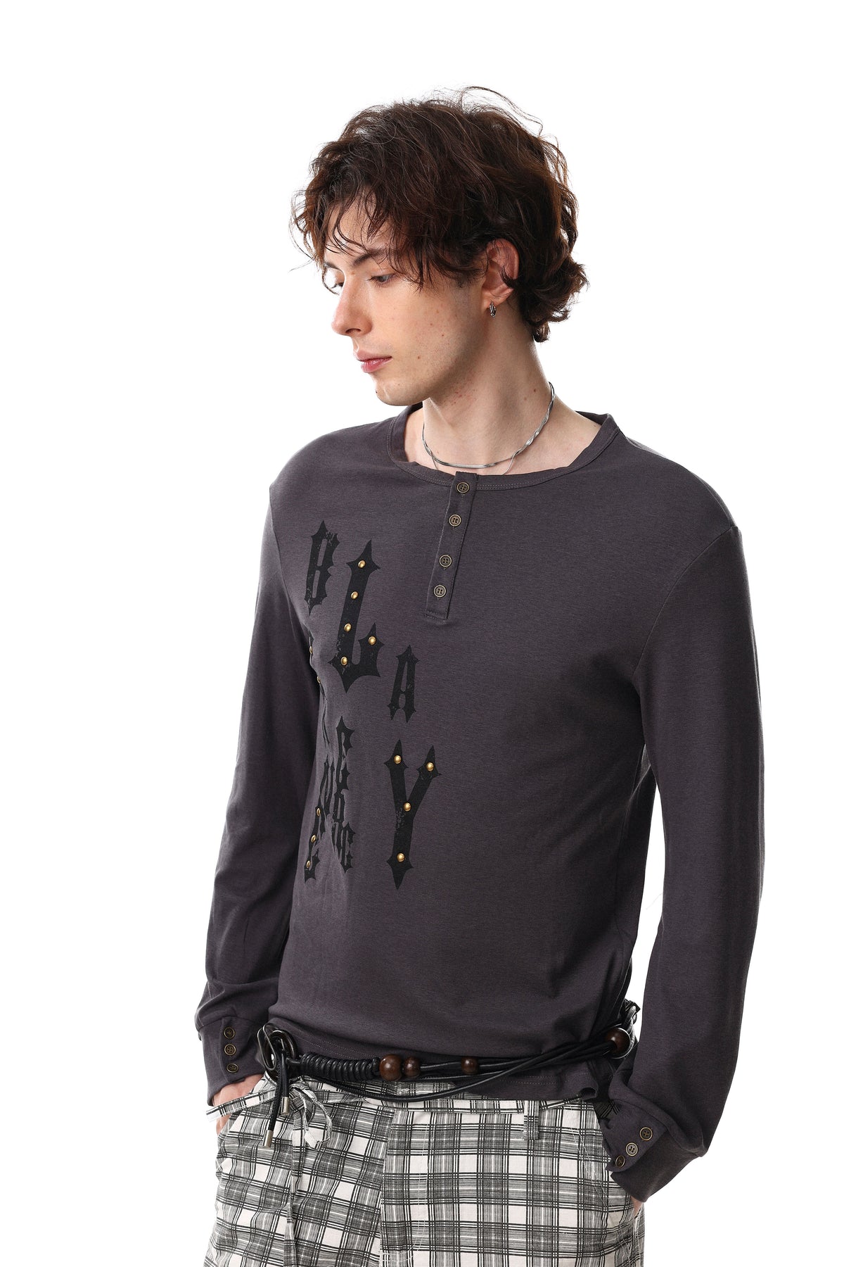 Madxmarx Graphic Long Sleeve Henley Tee