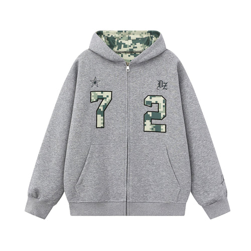 Moletom com Capuz e Zíper Camuflado Varsity Madxmarx - S / Cinza