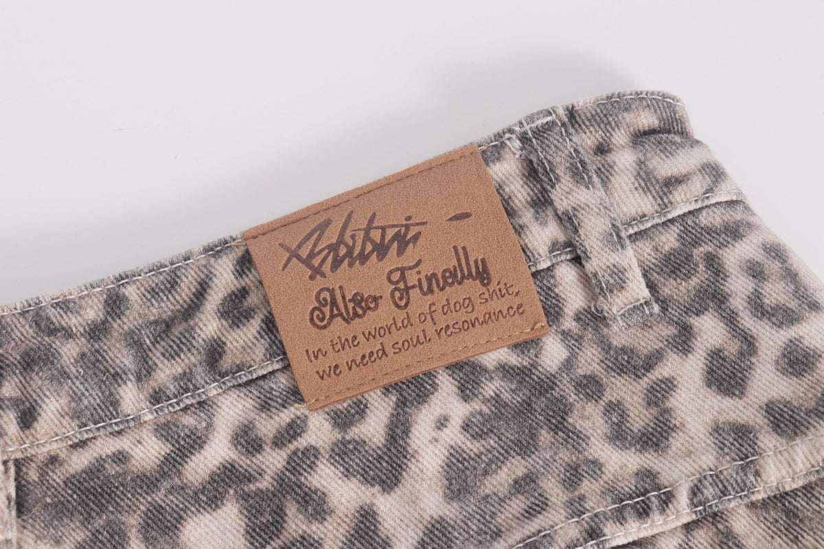 Madxmarx Leopard Cargo Baggy Jeans