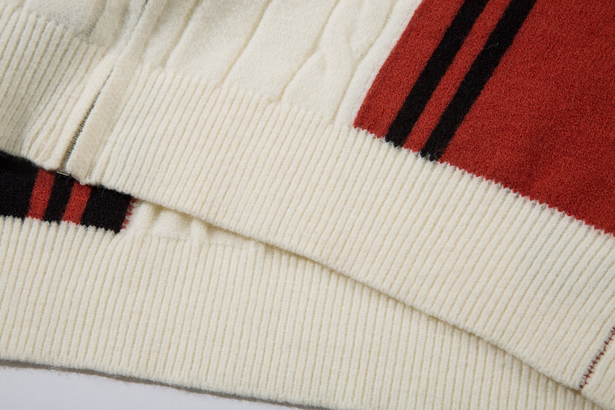 Madxmarx Retro Stripe Knit Zip Jacket