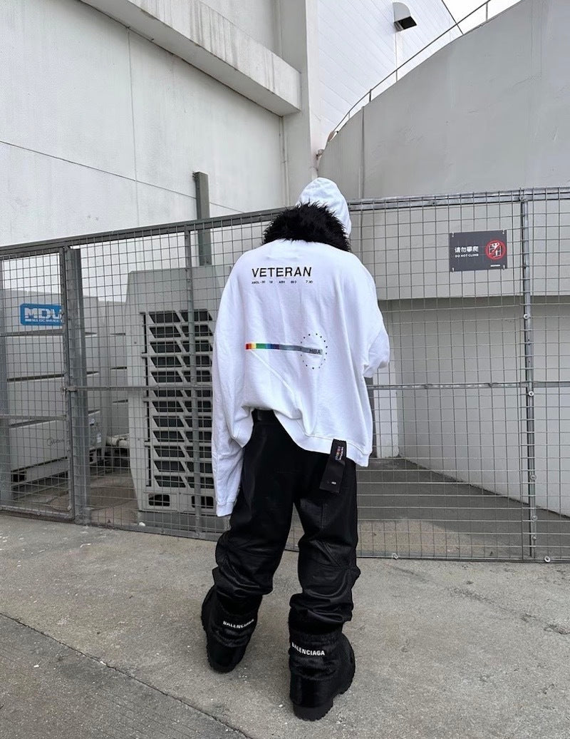 Pantalon en jean et cuir à surpiqûres incurvées Madxmarx