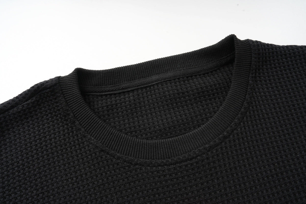 Madxmarx Waffle Knit Lips Graphic Long Sleeve Tee