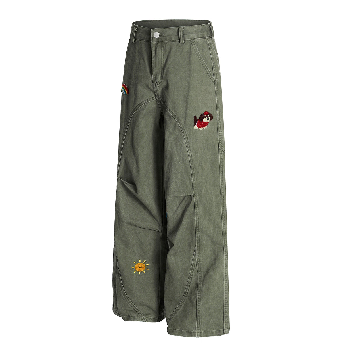 Madxmarx Rainbow Patch Embroidered Pants