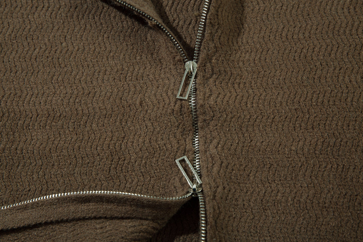 Madxmarx Textured Knit Zip-Up Hoodie