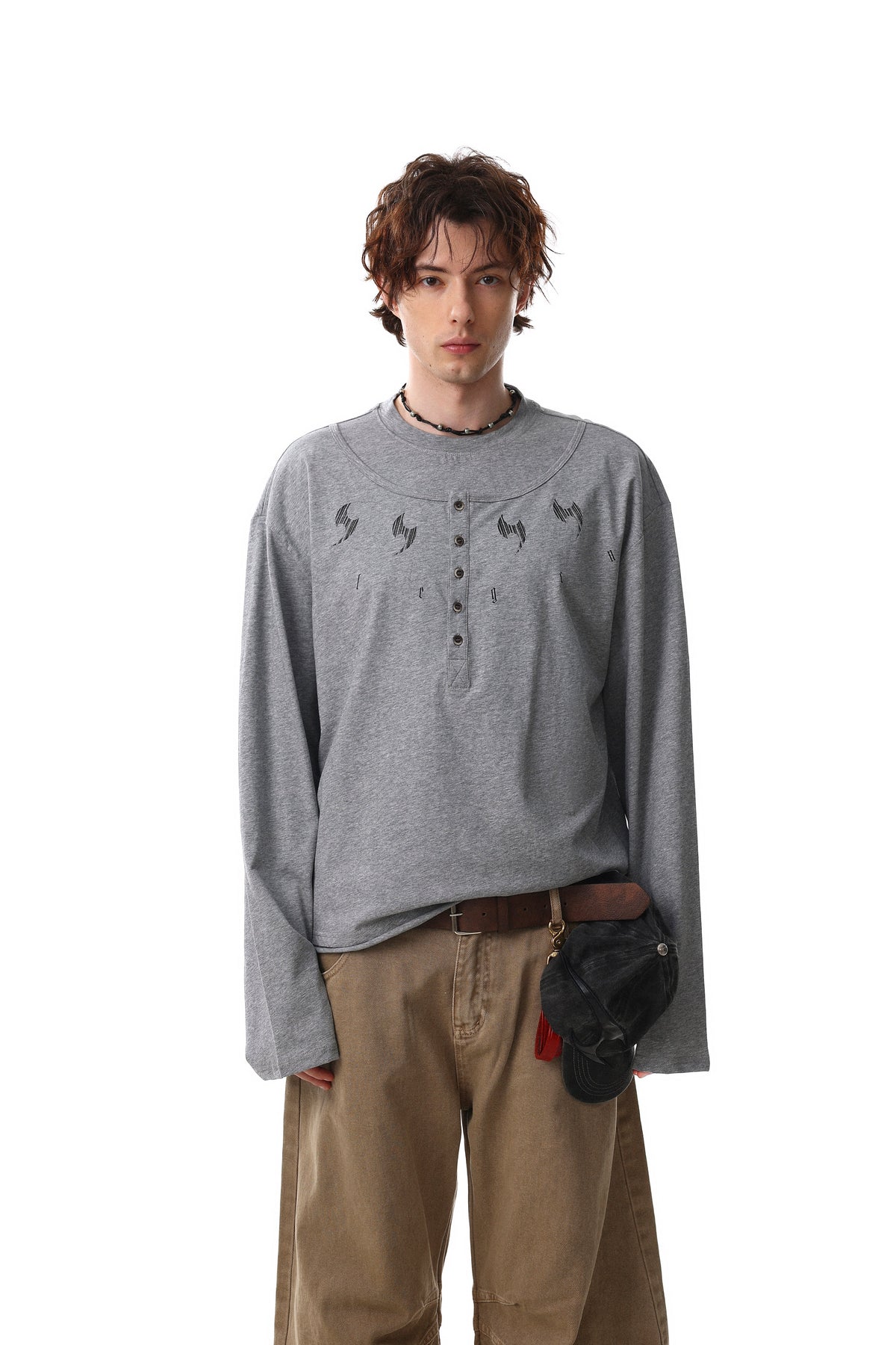 Madxmarx Graphic Henley Long Sleeve Tee