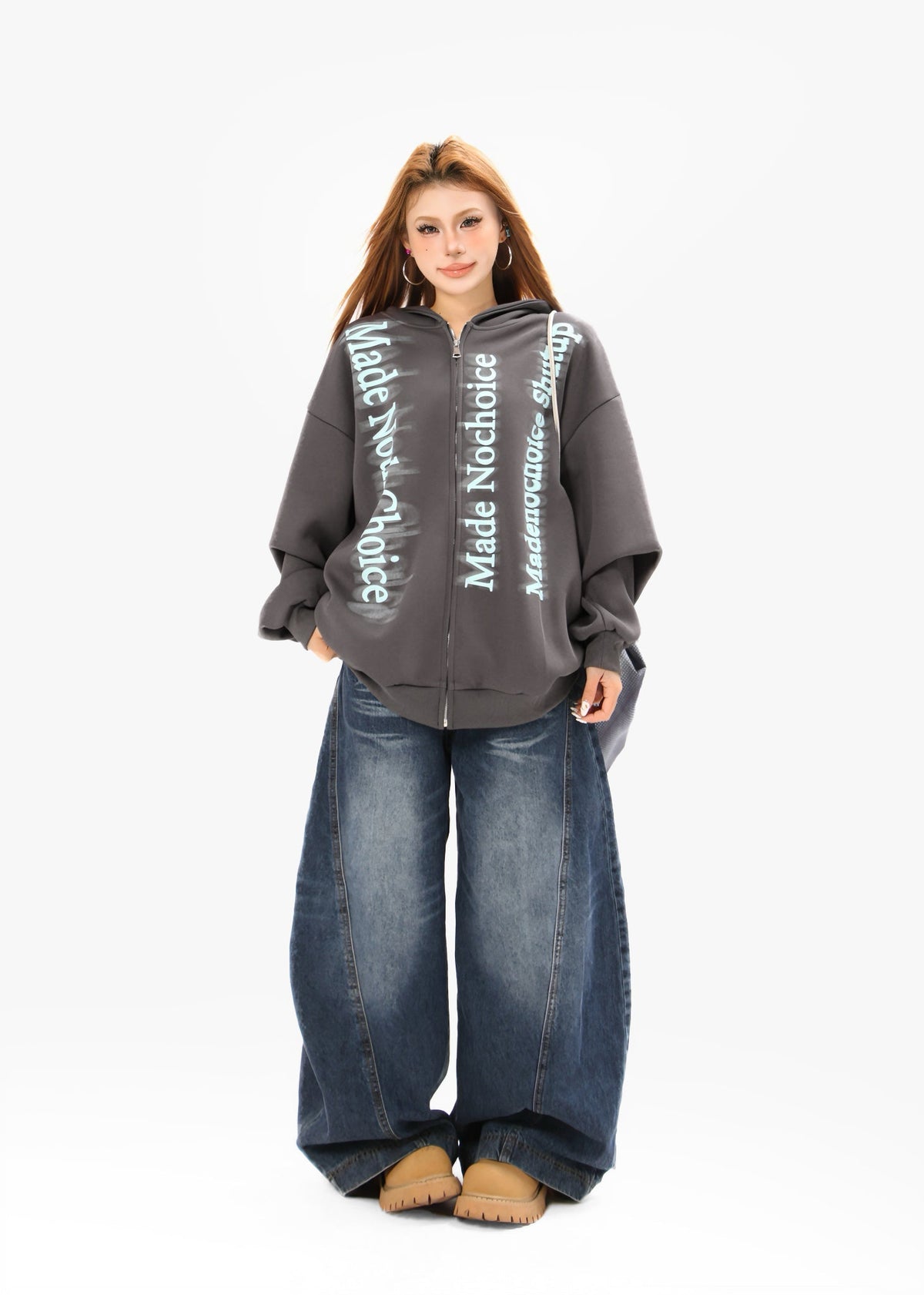 Madxmarx Gradient Letter Zip Hoodie