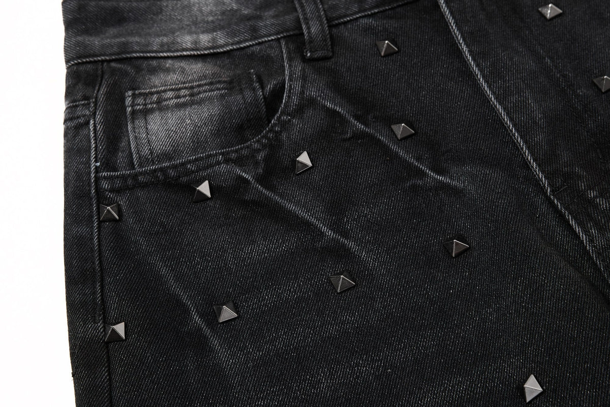 Madxmarx Studded Wide-Leg Denim Jeans