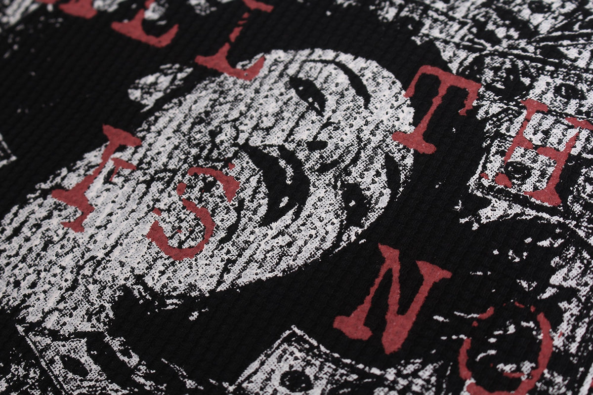 Madxmarx Vintage-Langarmshirt mit Waffelstruktur und Grafikaufdruck