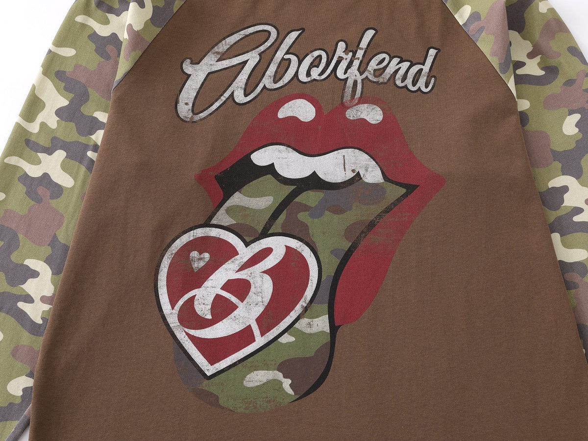 Madxmarx Camo Tongue Raglan Long Sleeve Tee