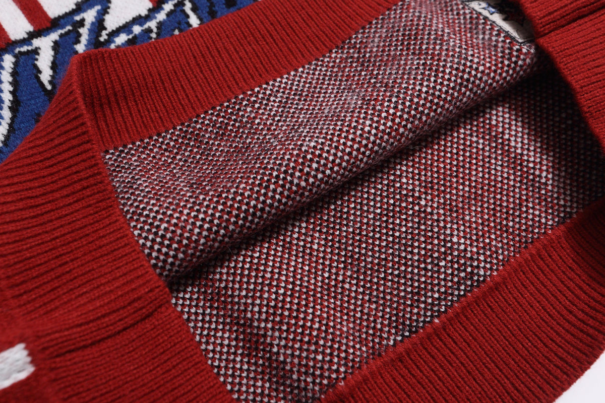 Madxmarx Retro Varsity Stripe Knit Sweater