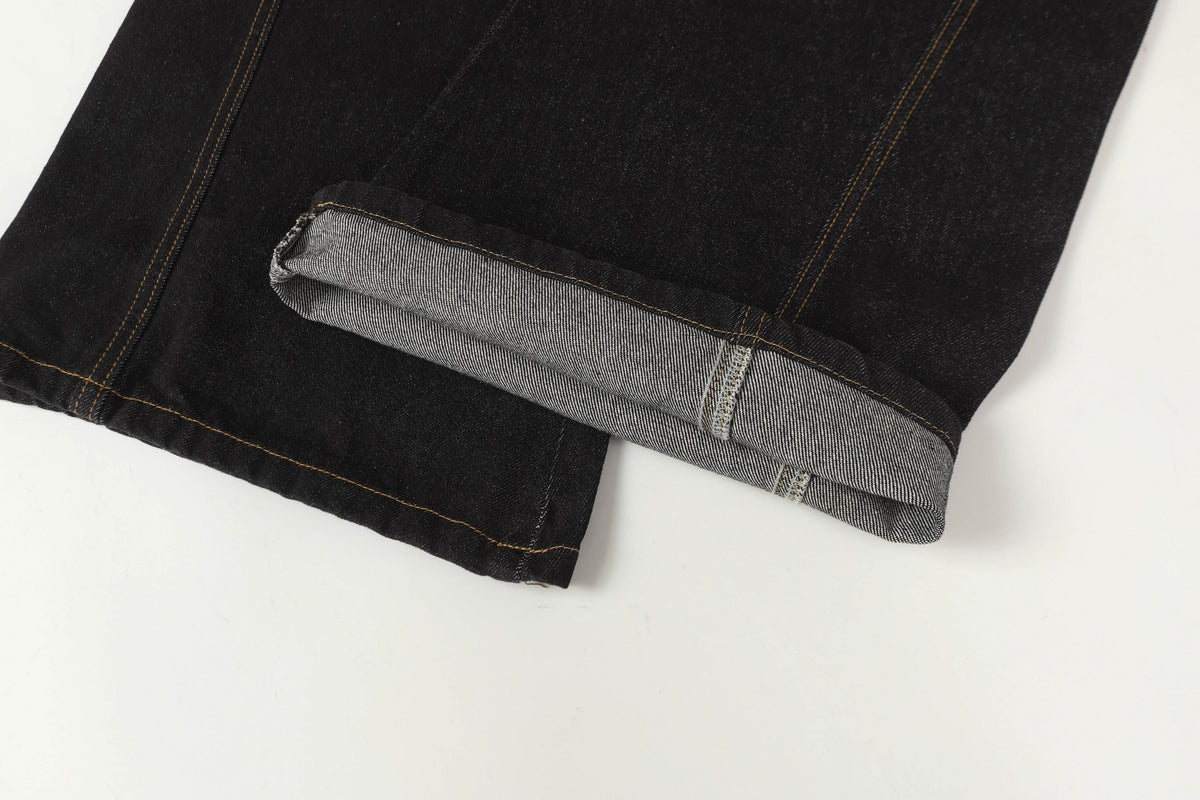 Pantalon large en jean à boutons asymétriques Madxmarx