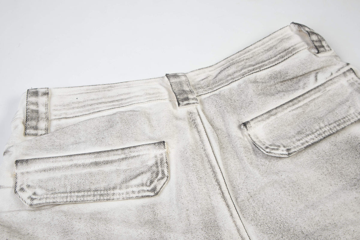 Madxmarx Multi-Pocket Washed Cargo Jeans