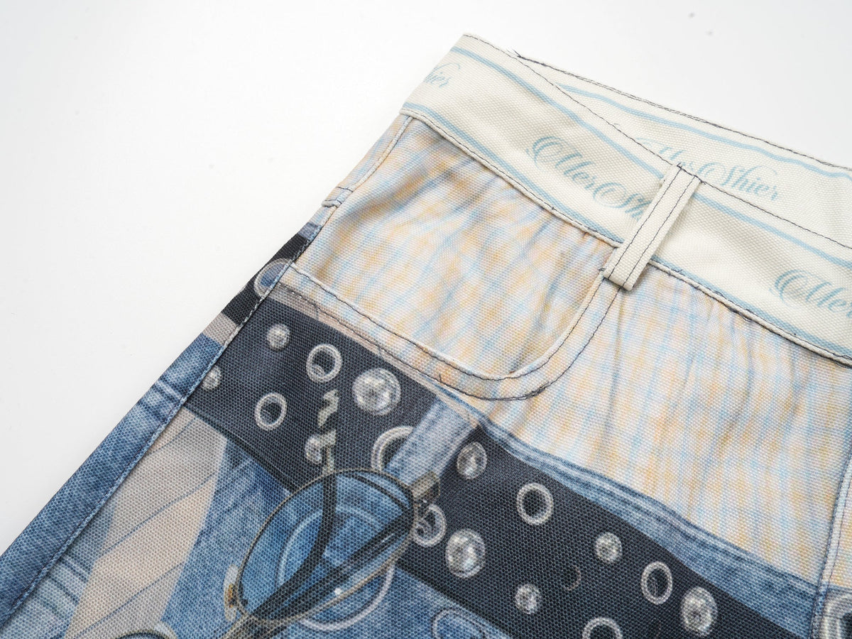 Pantalon en jean trompe-l'œil multicouche Madxmarx