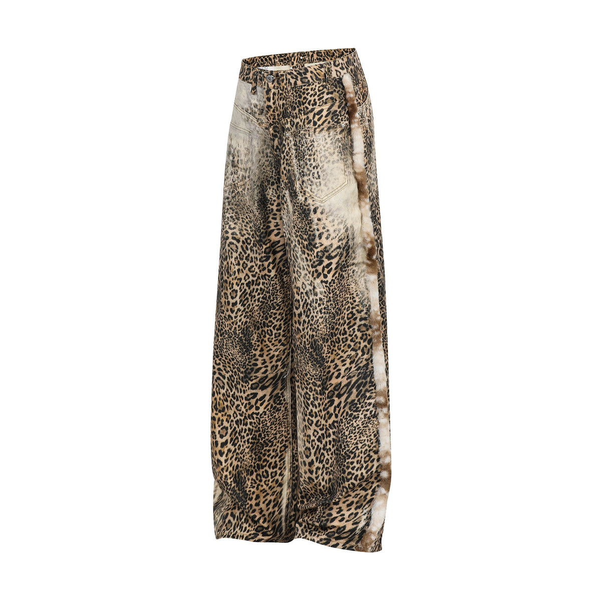 Madxmarx „Weite Jeans mit Leopardenfellbesatz“