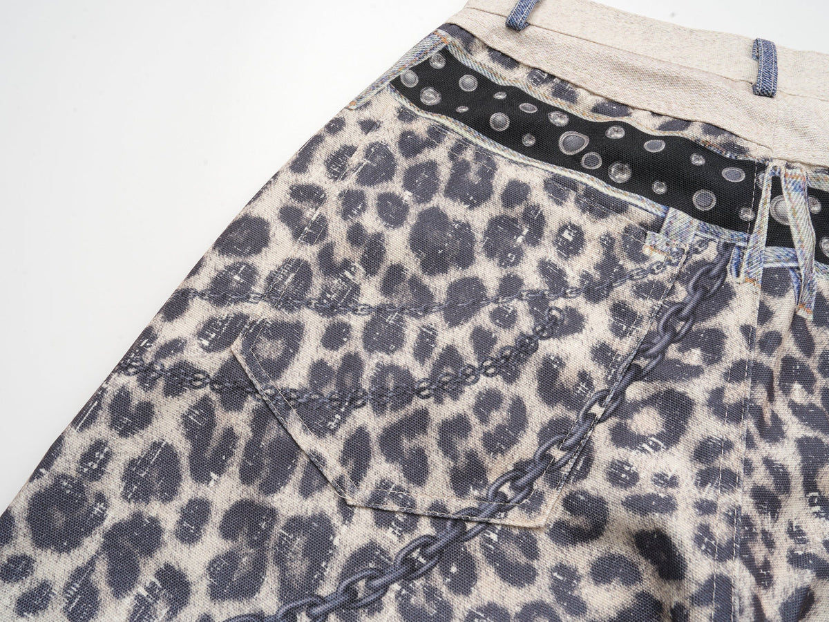 Pantalon en résille à patchwork léopard Madxmarx