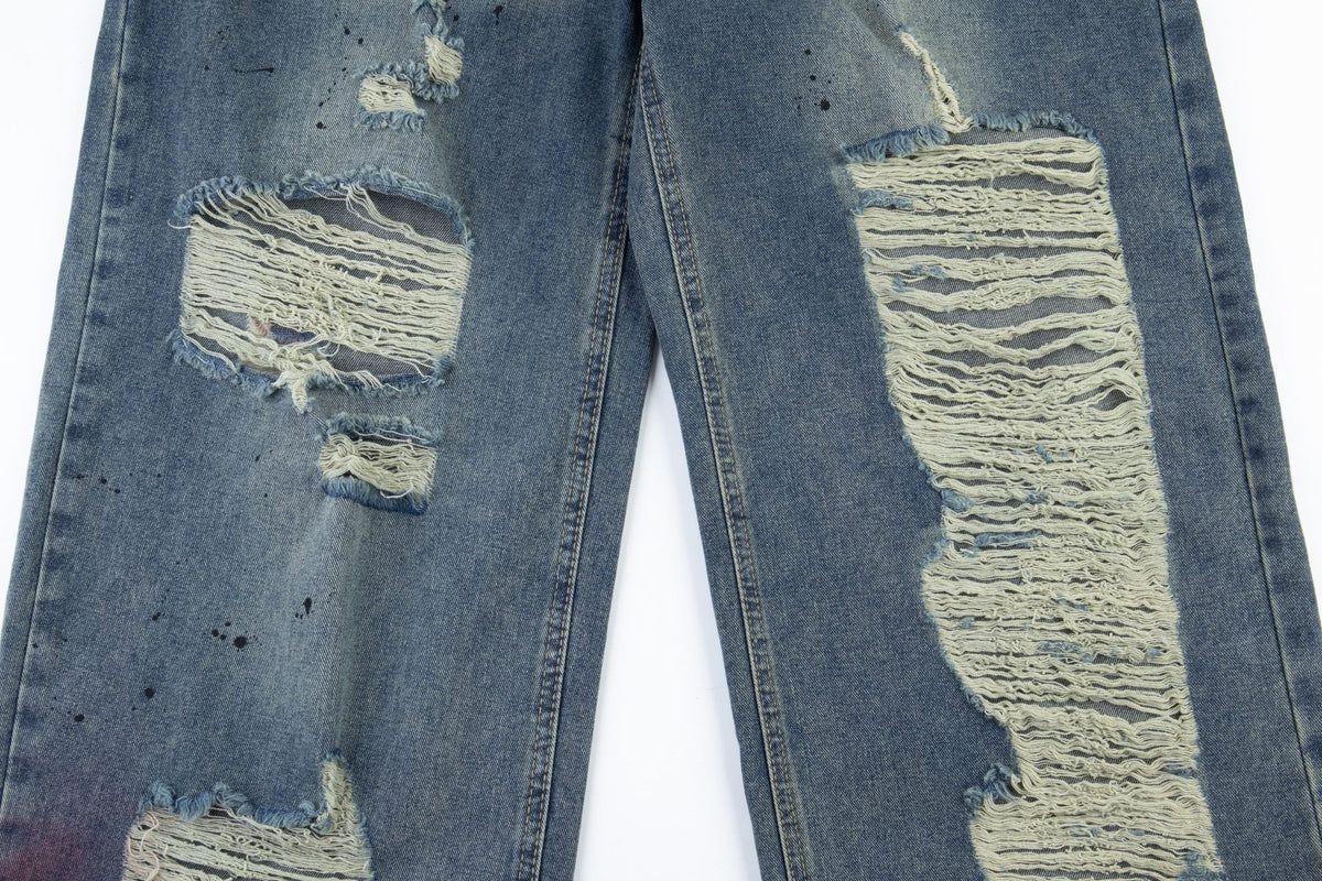 Madxmarx Distressed-Jeans mit weitem Bein in Washed-Optik