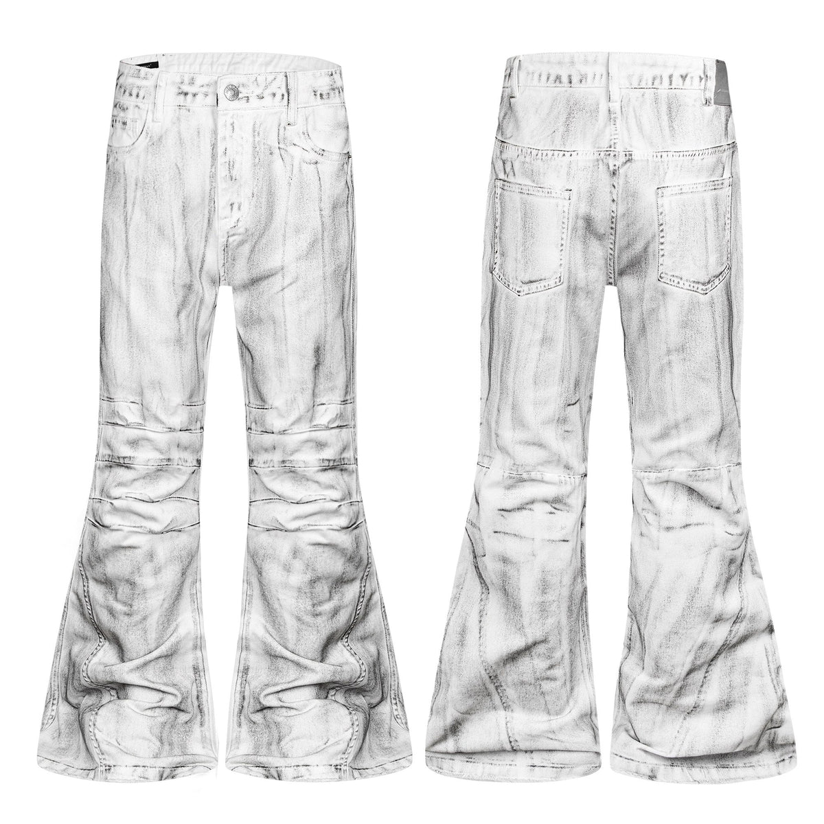 Madxmarx Washed Ruched Flared Jeans