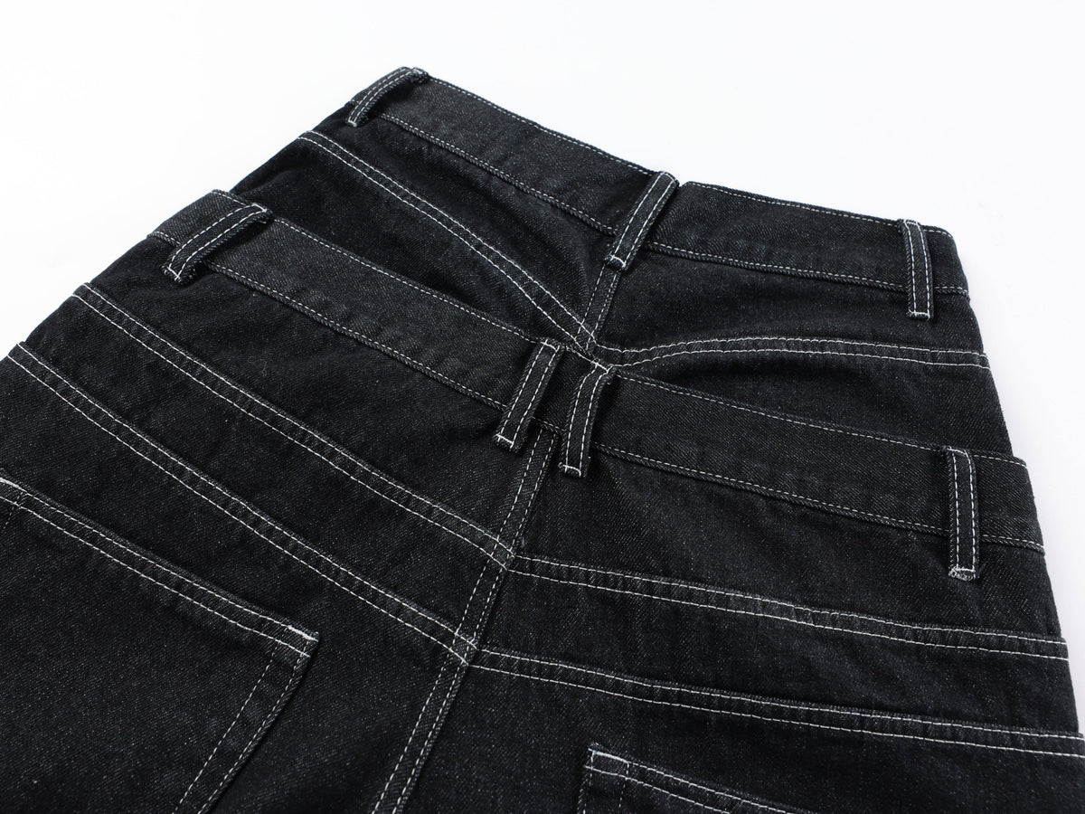 Pantalon utilitaire en jean à double taille Madxmarx