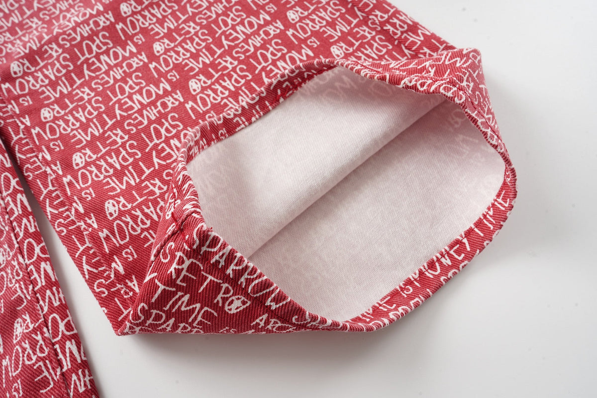Madxmarx Hose mit Allover-Schriftprint und weitem Bein