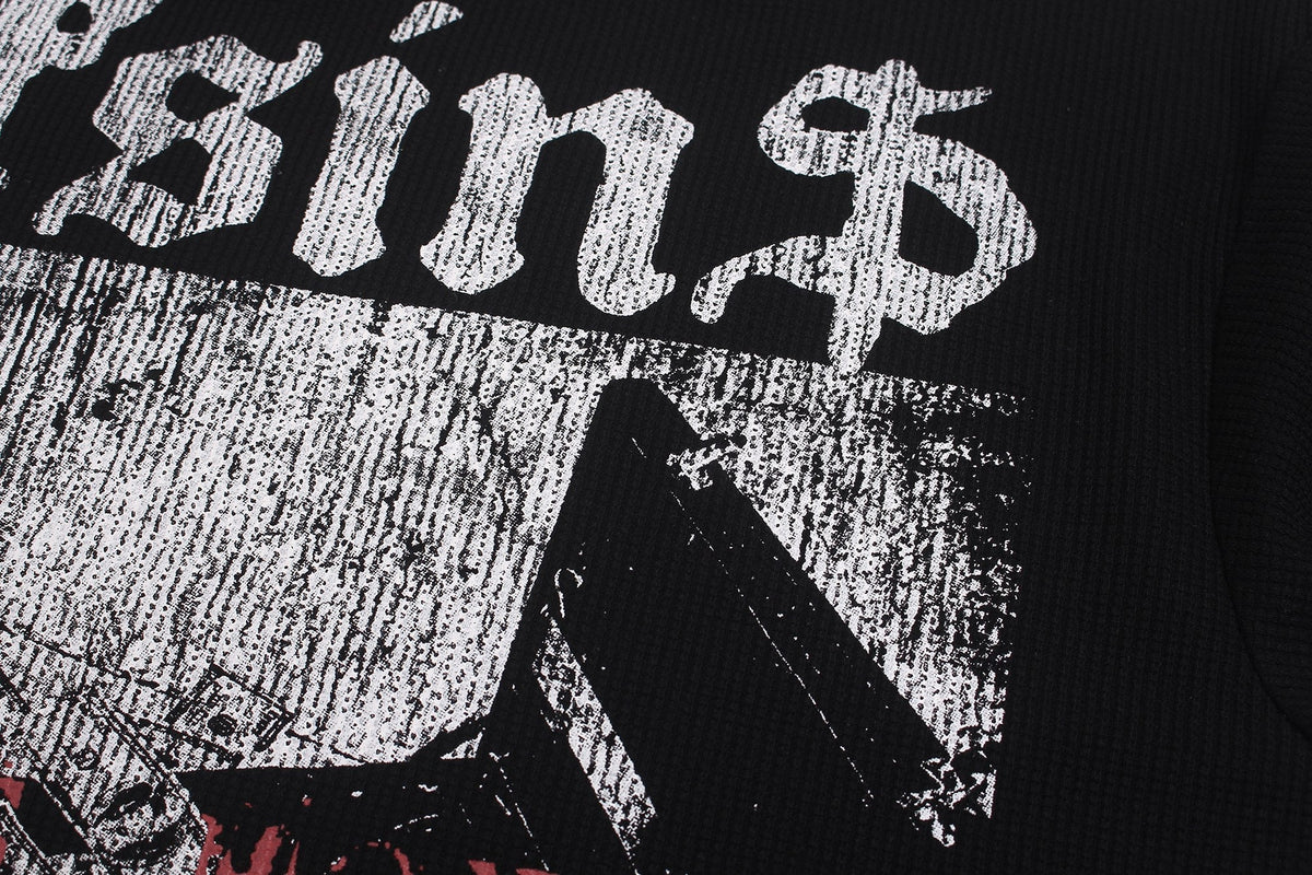 Madxmarx Vintage-Langarmshirt mit Waffelstruktur und Grafikaufdruck