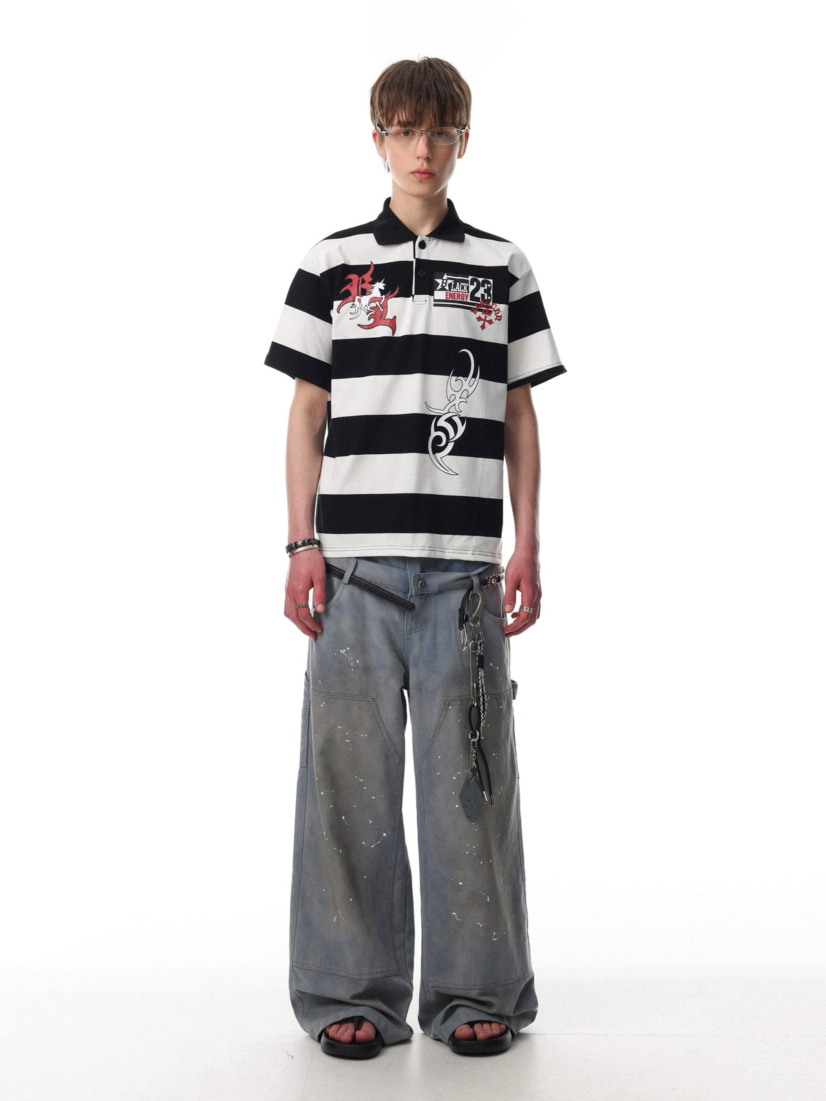 Madxmarx “Rugby Stripe Graphic Polo”