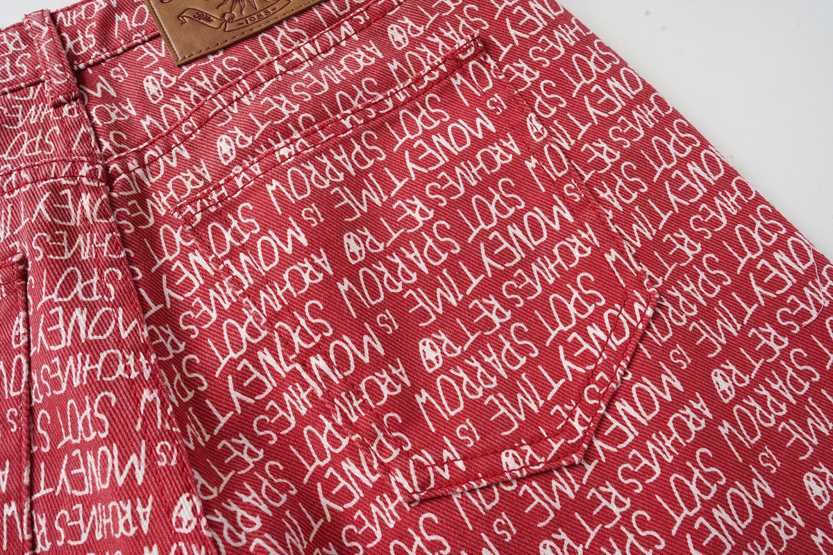 Madxmarx Hose mit Allover-Schriftprint und weitem Bein