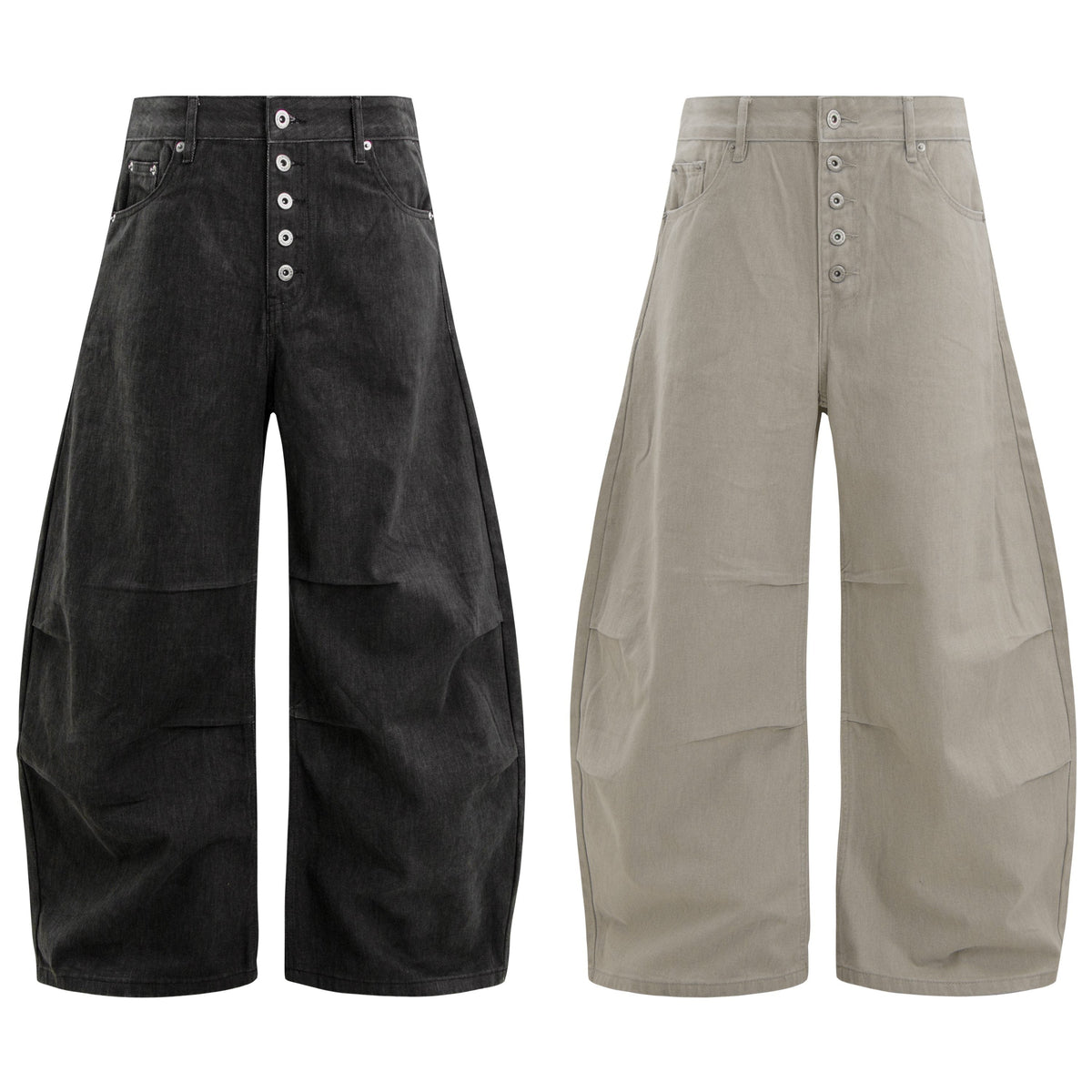 Madxmarx Multi-Button Panel Wide-Leg Jeans