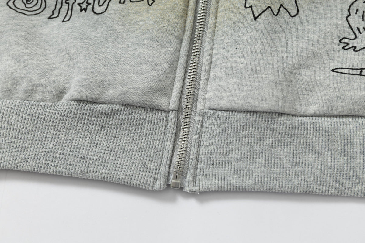 Madxmarx Doodle Graphic Zip Hoodie