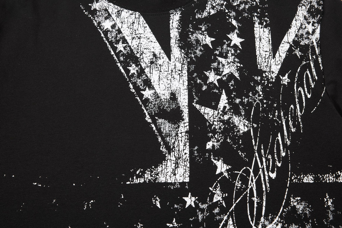 Madxmarx Distressed Union Graphic Long Sleeve Tee