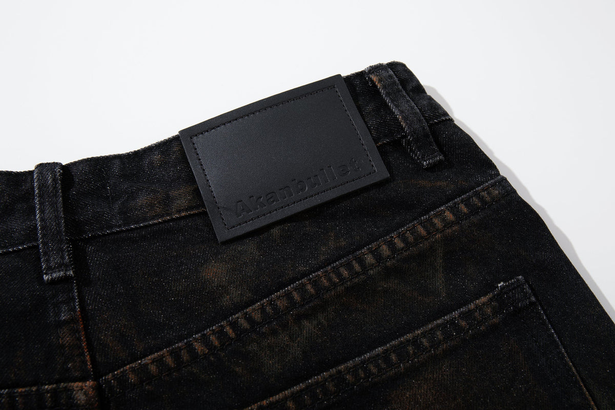 Madxmarx Hand-Painted Washed Wide-Leg Jeans