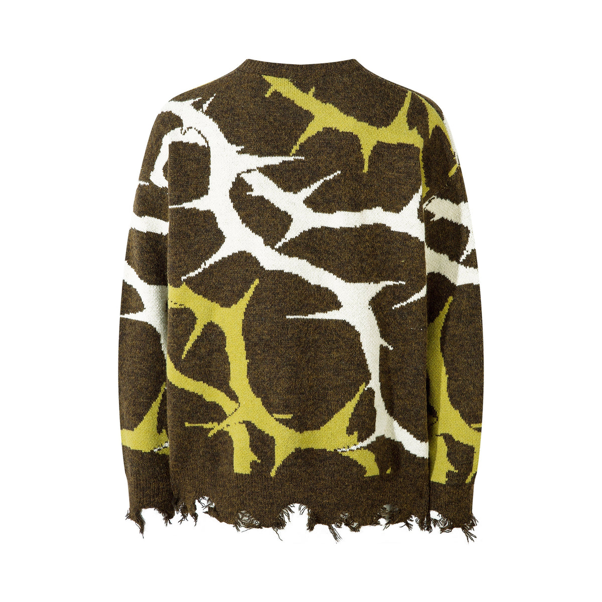 Madxmarx Abstract Camo Distressed Knit Sweater