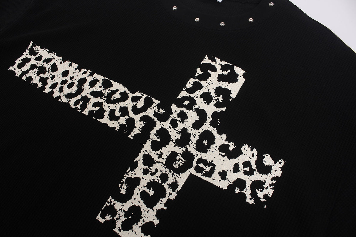 Madxmarx Leopard Cross Waffle Long Sleeve