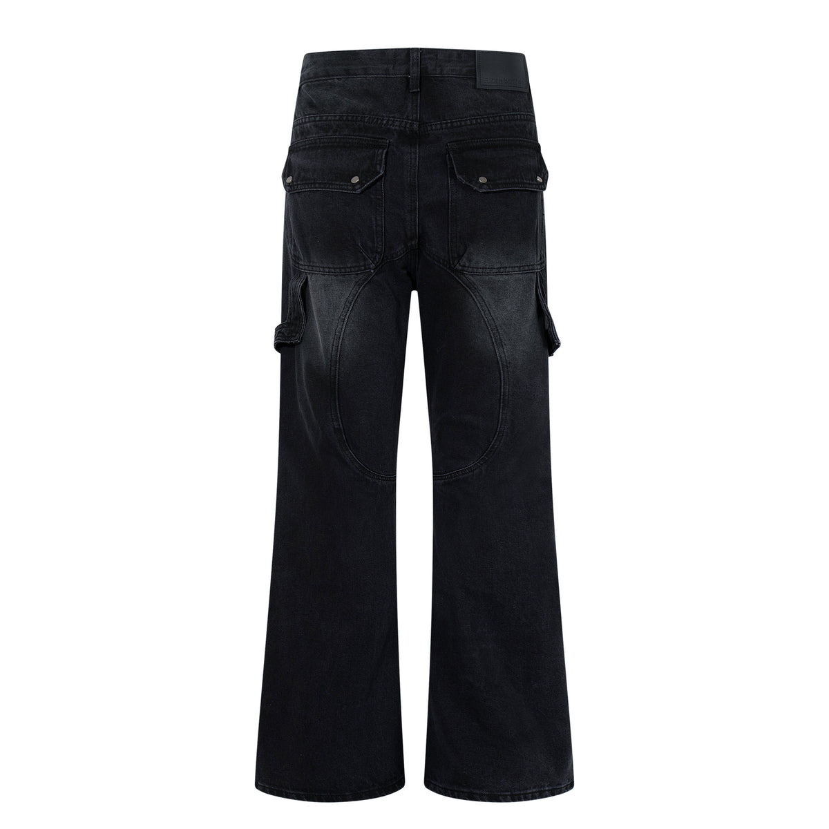 Calça Jeans Wide-Leg Preta Canelada Desfiada Madxmarx