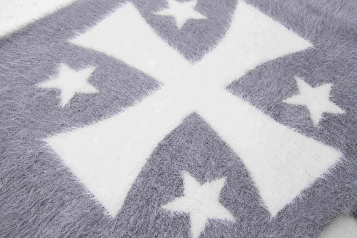 Madxmarx Fuzzy Graphic Zip-Up Sweater